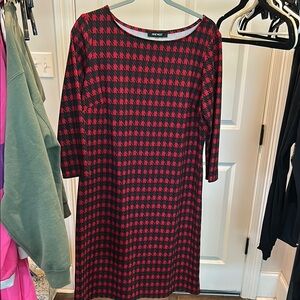 Nine West Red and Black Houndstooth Dress